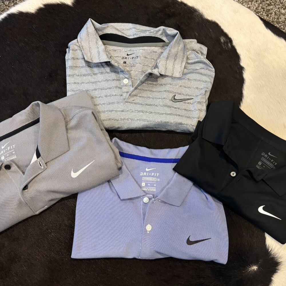 Bundle of 4 Nike Dri Fit mens short sleeve golf shirts, all size XL